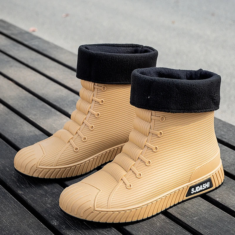Men's Shoes High Top – Waterproof – Fleece Lined – Sturdy Sole – Mid-Height Shaft