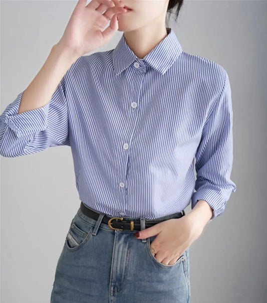 Women's Shirt – Relaxed Fit – Breathable Fabric – Long Sleeves – Office Style