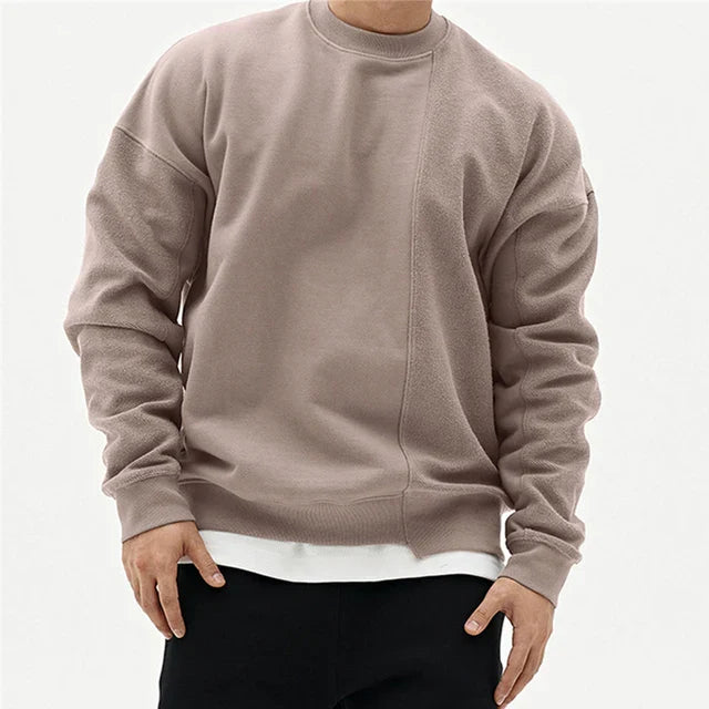 Lucas Fleece Oversized Sweatshirt | Crewneck Split Hem Sweatshirt