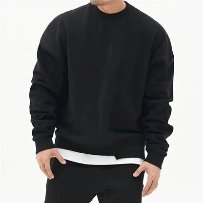 Lucas Fleece Oversized Sweatshirt | Crewneck Split Hem Sweatshirt