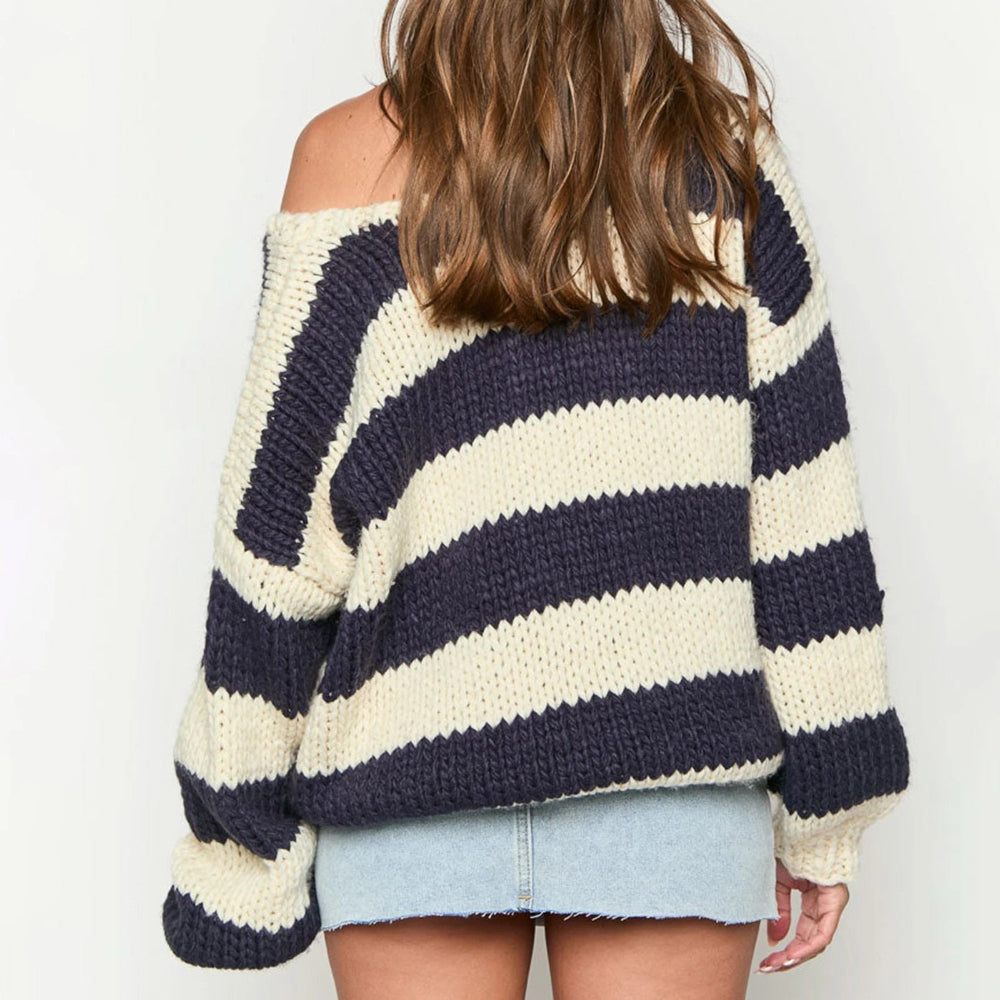 Martina Oversized Sweater | Off-Shoulder Knitted Pullover Sweater