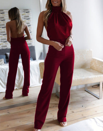 Women's Jumpsuit – Backless – Halterneck – Elegant Slim Fit – Party Outfit