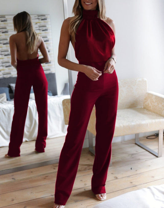 Women's Jumpsuit – Backless – Halterneck – Elegant Slim Fit – Party Outfit