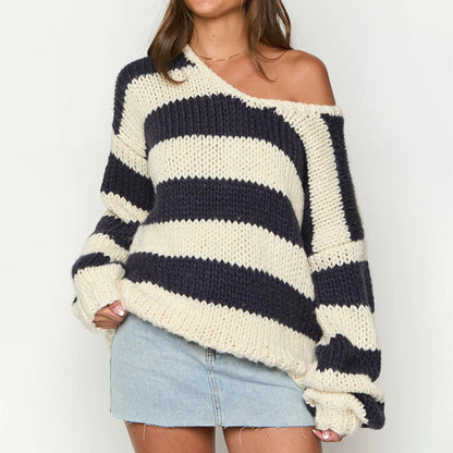 Martina Oversized Sweater | Off-Shoulder Knitted Pullover Sweater