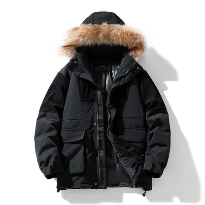 Lucas Hooded Parka Jacket | Fur Trim, Flap Pockets Parka Jacket