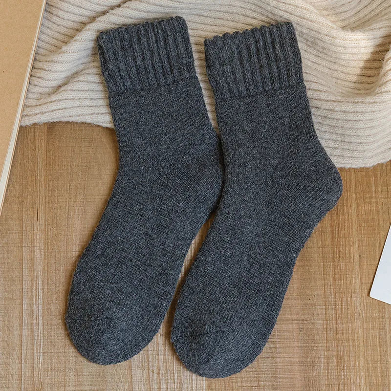 Emma Ribbed Crew Socks | Wool, Solid Color Crew Socks