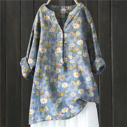 Women's blouse with long sleeves – Relaxed fit – Half button placket – Breathable fabric
