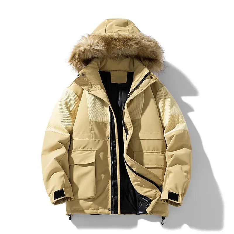 Lucas Hooded Parka Jacket | Fur Trim, Flap Pockets Parka Jacket