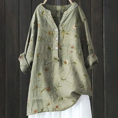 Women's blouse with long sleeves – Relaxed fit – Half button placket – Breathable fabric