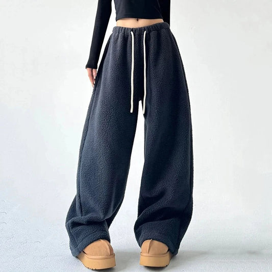 Chiara Fleece Wide Leg Sweatpants | Drawstring Waist Sweatpants