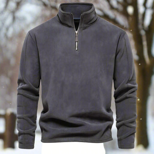 Men's Quarter-Zip Fleece Sweater – Soft and Warm – Long-Sleeved – Relaxed Fit