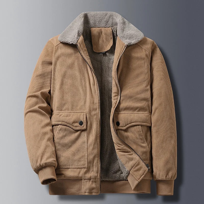 Isaac Regular Fit Corduroy Jacket | Zipper Front Jacket
