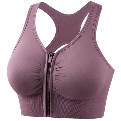 Women's Sports Bra – Snug Fit – Breathable Material – Zipper – Racerback