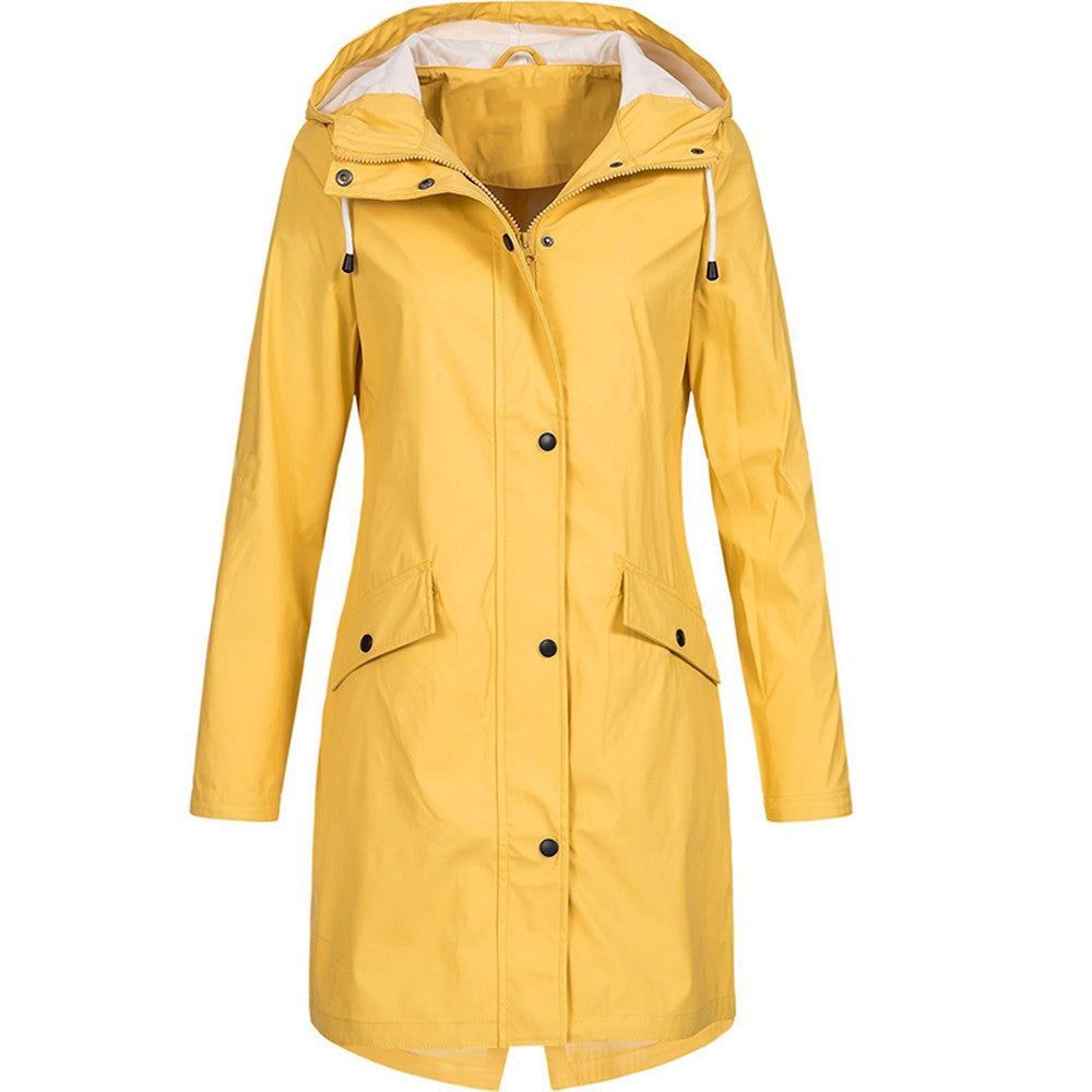 Women's Raincoat – Water-Repellent – Relaxed Fit – Hood – Mid-Length