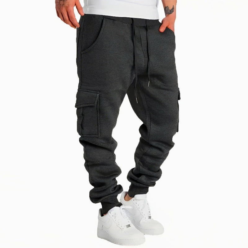 Teddy Fleece Jogger Fit Cargo Joggers | Solid Cargo Joggers