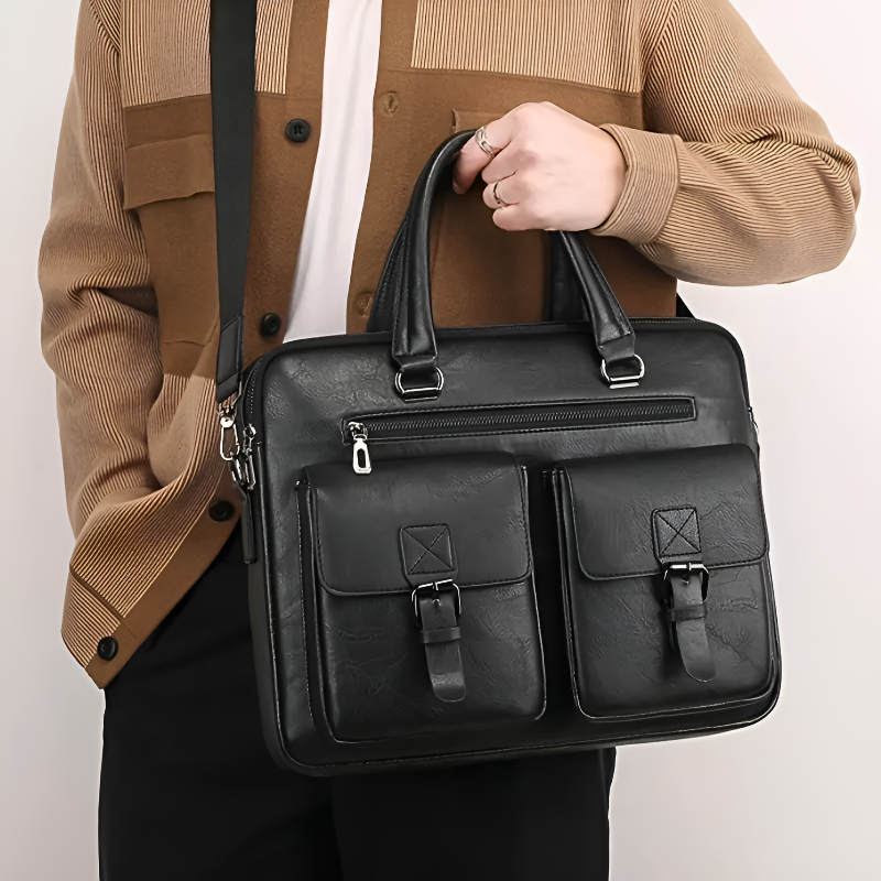 Logan Leather Structured Messenger Bag | Top-Handle Messenger Bag