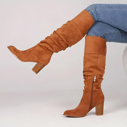 Martina Slouchy Knee-High Boots | Block Heel Knee-High Boots