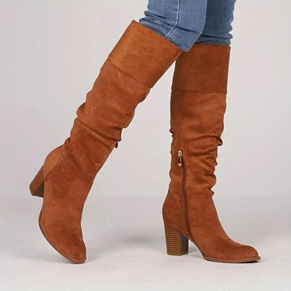 Martina Slouchy Knee-High Boots | Block Heel Knee-High Boots