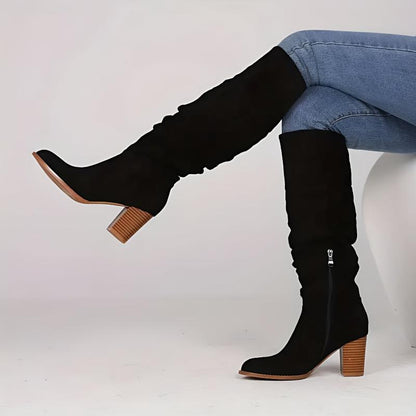 Martina Slouchy Knee-High Boots | Block Heel Knee-High Boots