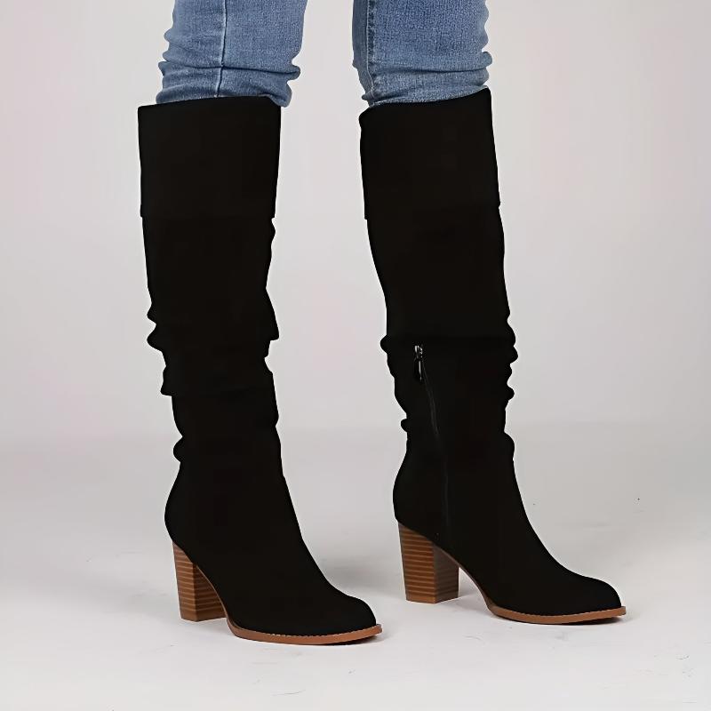 Martina Slouchy Knee-High Boots | Block Heel Knee-High Boots