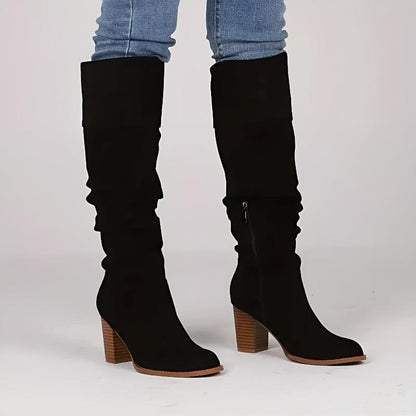 Martina Slouchy Knee-High Boots | Block Heel Knee-High Boots