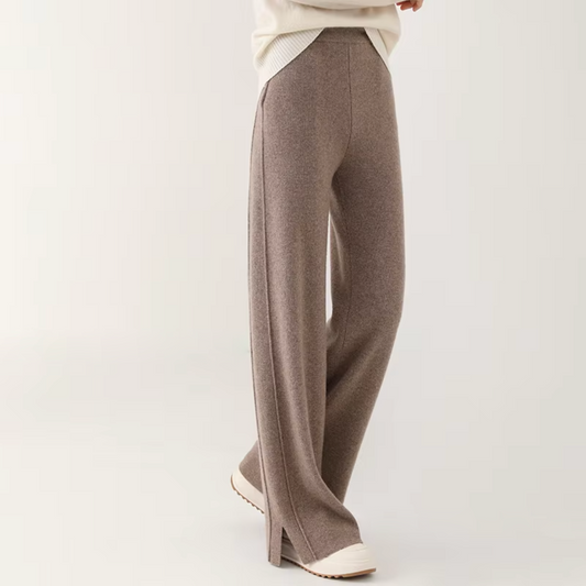 Teresa Wide-Leg Pants | Full-Length Slit Hem Pants