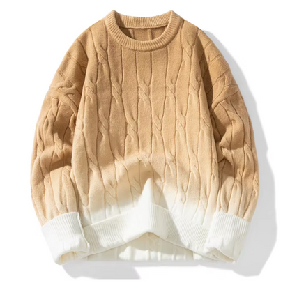 Lucas Relaxed Fit Sweater | Cable Knit Ombre Sweater