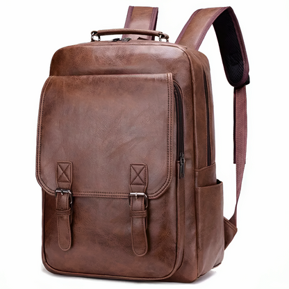 Teddy Leather Flap Backpack | Buckle Straps & Top Handle Backpack