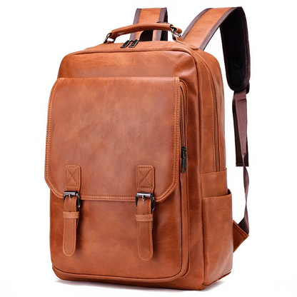 Tommy Leather Flap Top Backpack | Padded Shoulder Straps Backpack