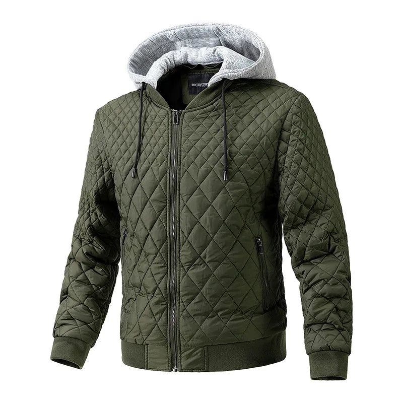 Teddy Diamond Quilted Bomber Jacket | Full Zip Bomber Jacket