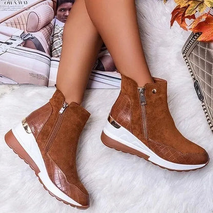 Elizabeth Suede Orthopedic Wedge Ankle Boots | Casual Ankle Boots