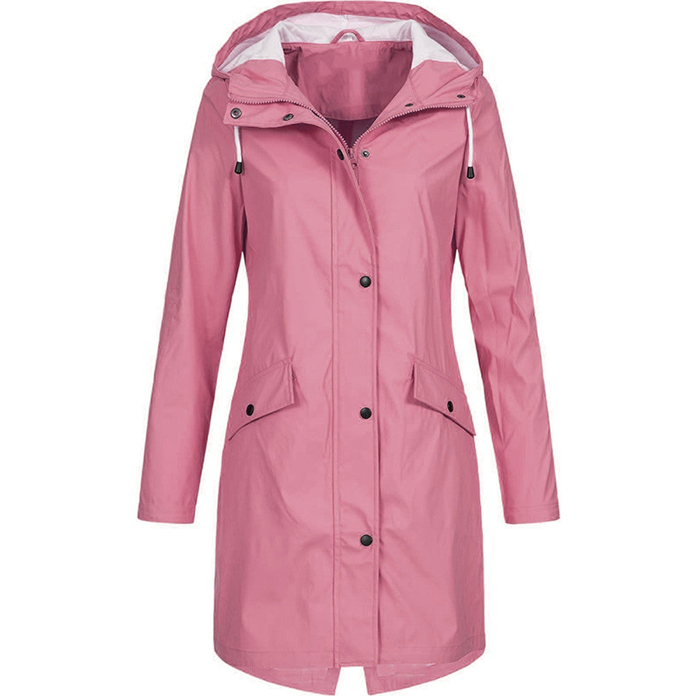 Women's Raincoat – Water-Repellent – Relaxed Fit – Hood – Mid-Length