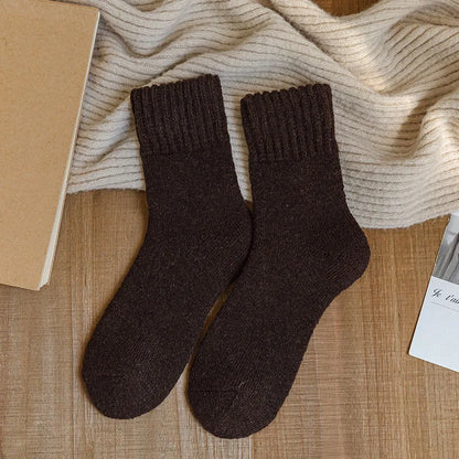 Emma Ribbed Crew Socks | Wool, Solid Color Crew Socks