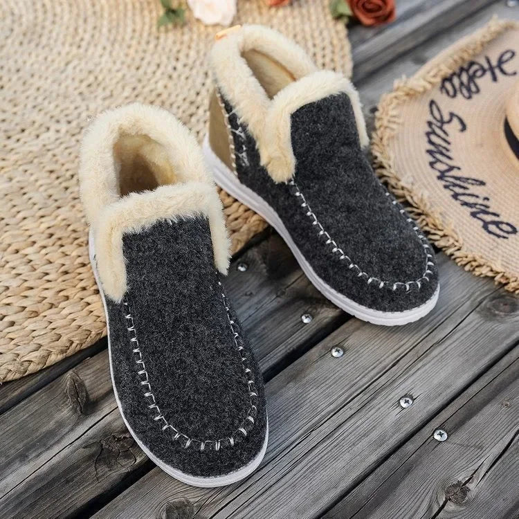 Women's Ankle Boots – Felt Structure – Faux Fur Lining – Relaxed Fit