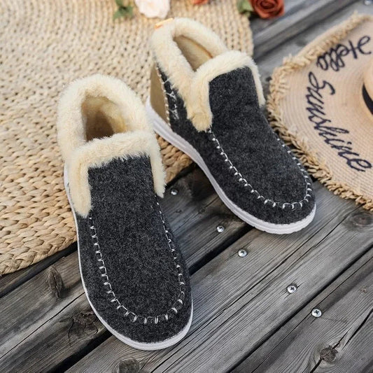 Women's Ankle Boots – Felt Structure – Faux Fur Lining – Relaxed Fit