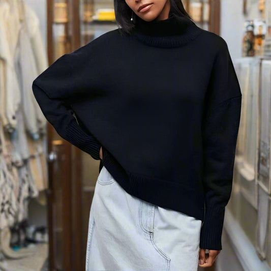 Women's Turtleneck Sweater – Soft Knit – Oversized Fit – Long Sleeves