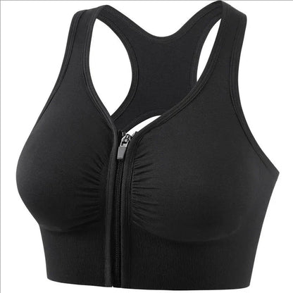 Women's Sports Bra – Snug Fit – Breathable Material – Zipper – Racerback