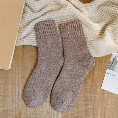 Emma Ribbed Crew Socks | Wool, Solid Color Crew Socks