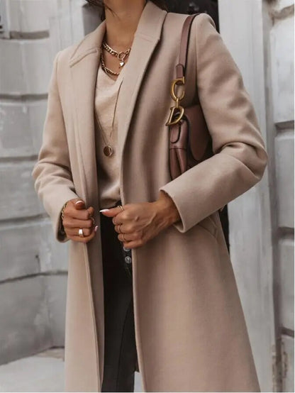 Women's Overcoat – Wool Blend – Tailored Fit – Classic Notch Collar – Elegant Design