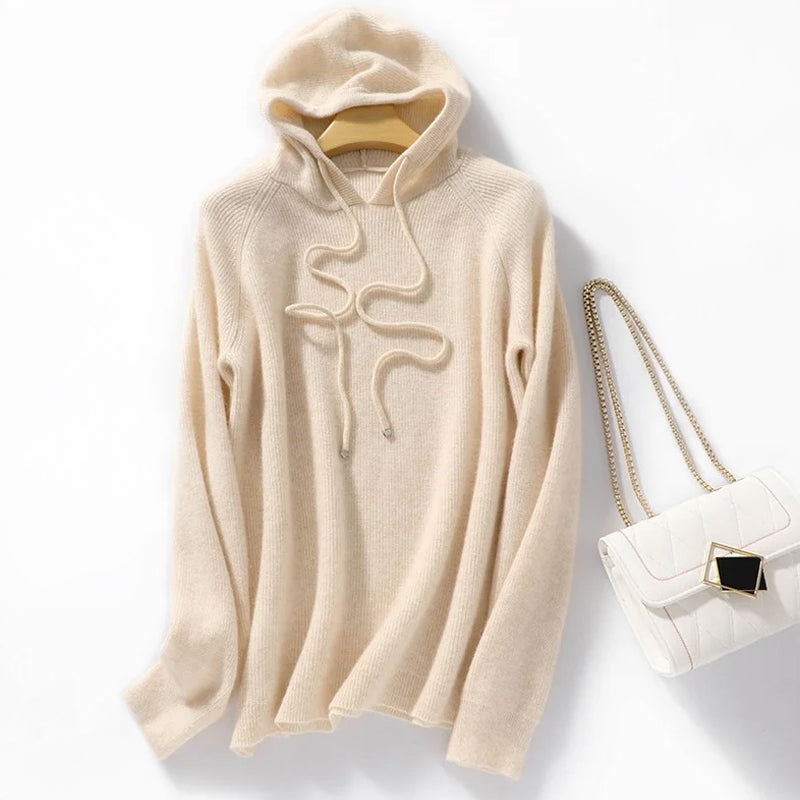 Silvia Relaxed Fit Hoodie | Ribbed Drawstring Hoodie