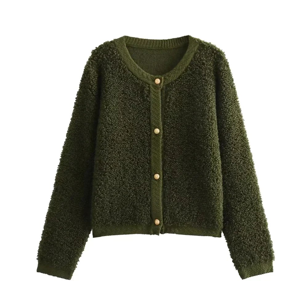 Women's Teddy Jacket – Relaxed Fit – Soft Wool Texture – Button Opening – Everyday Use