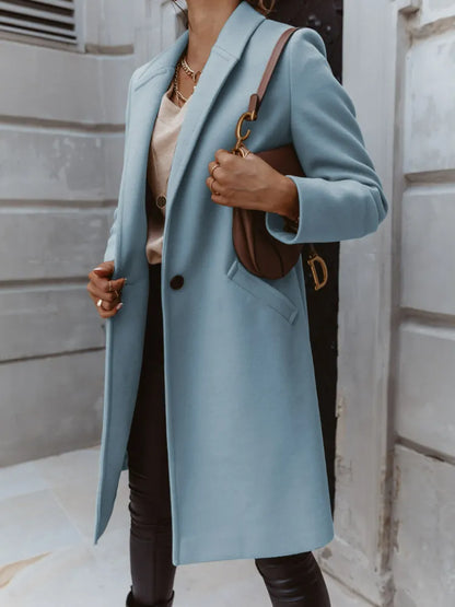 Women's Overcoat – Wool Blend – Tailored Fit – Classic Notch Collar – Elegant Design