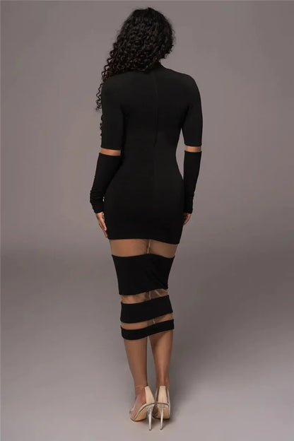 Dress for Women – Tight Fit – Midi Length – Long Sleeves – Cut-out Details