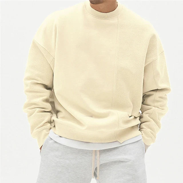 Lucas Fleece Oversized Sweatshirt | Crewneck Split Hem Sweatshirt