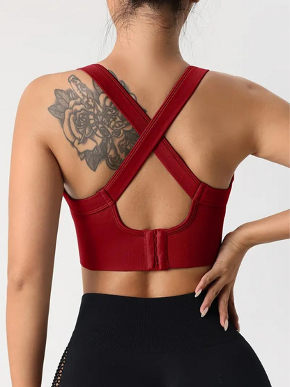 Women's Sports Bra – Seamless Support – Breathable Stretch – Wide Strap – Crop Fit