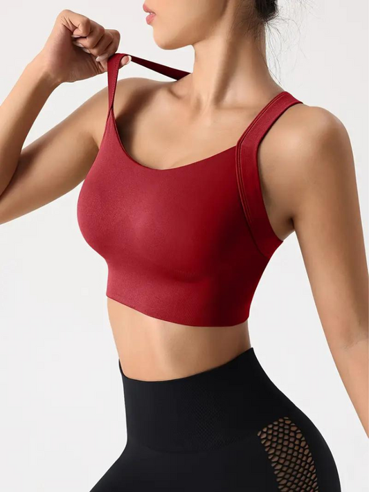 Women's Sports Bra – Seamless Support – Breathable Stretch – Wide Strap – Crop Fit