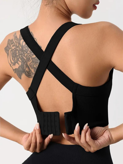 Women's Sports Bra – Seamless Support – Breathable Stretch – Wide Strap – Crop Fit