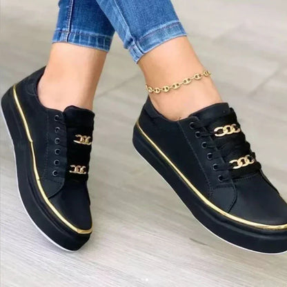Women's Sneakers – Slip-On – Soft Knit – Low Profile – Chain Detail – Comfortable