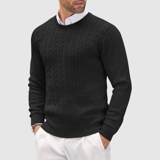 Reuben Slim Fit Sweater | Cable Knit Crewneck Sweater