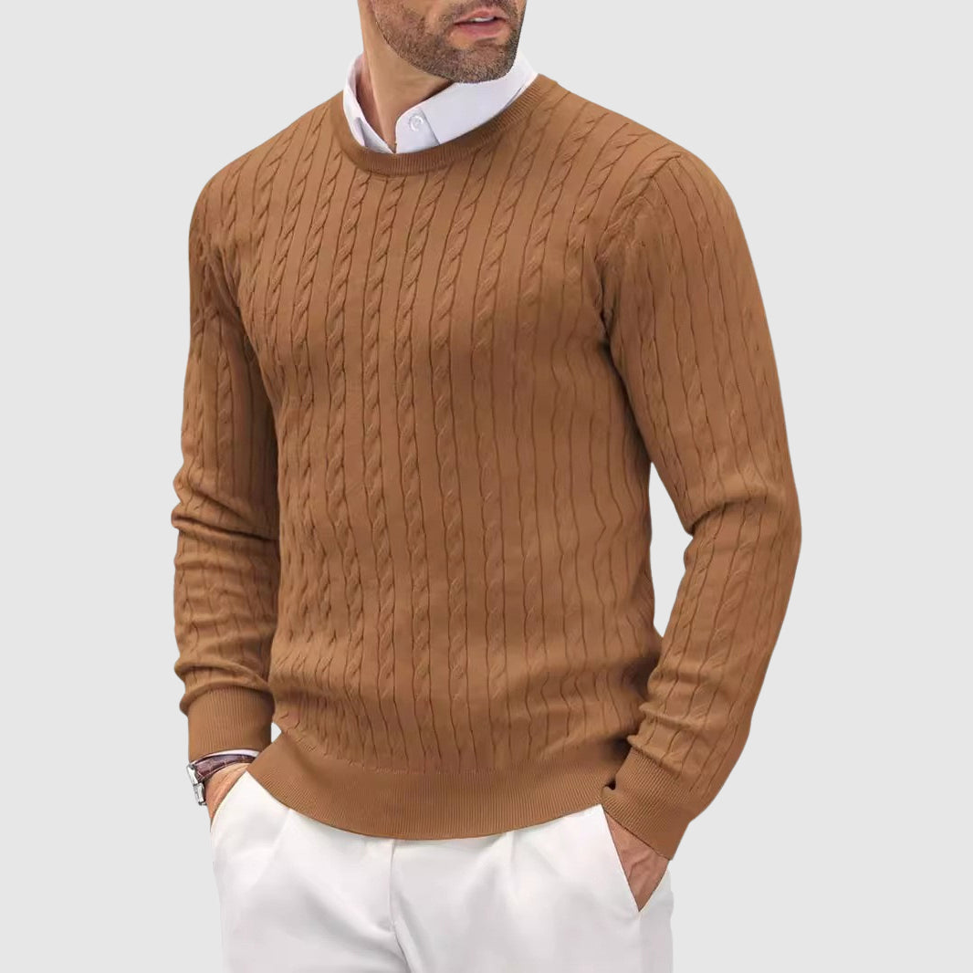 Reuben Slim Fit Sweater | Cable Knit Crewneck Sweater